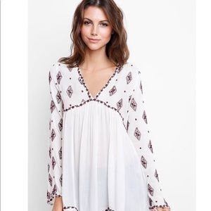 Free People Diamond Embroidered Bell-Sleeve Tunic